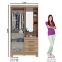 ARMOIRE2P/3T/ BOIS/MIROIR  1095X2000X465
