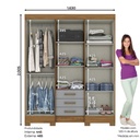 ARMOIRE 6P/3T/MIROIR/ GRIS-BOIS  1630X2005X465 