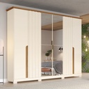 ARMOIRE 6P/2MIROIR BEIGE/BOIS 2860X2905X525  D308-129 NAPOLI