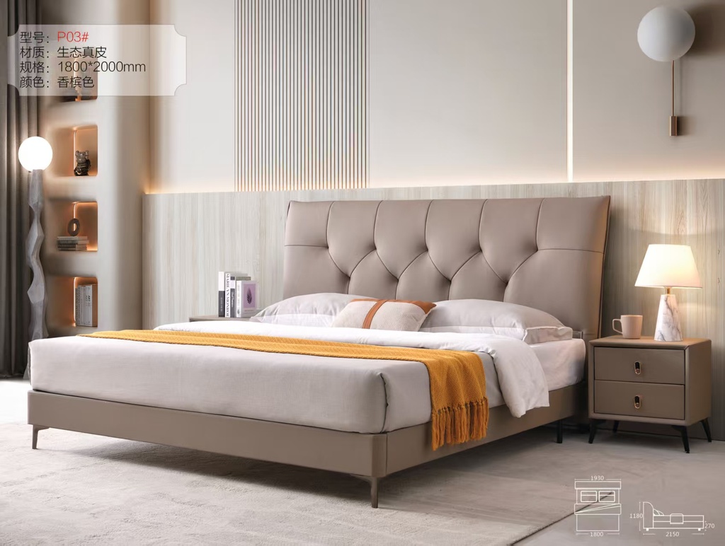 LIT 160X200 DESIGN GRIS CUIR AVEC SOMMIER