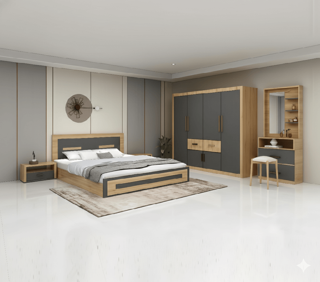 CHAMBRE A COUCHER UL25BE0037 LIT160/2CHEVET/COIF +ARMOIRE  
