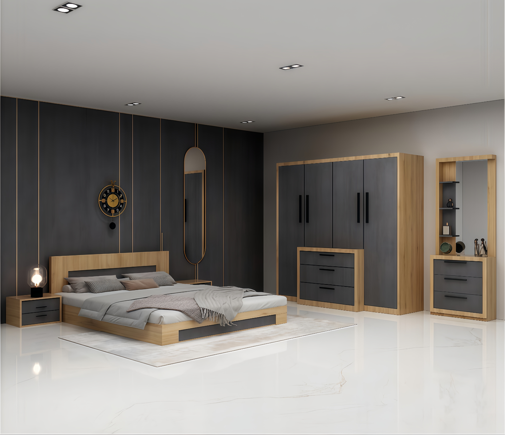 CHAMBRE A COUCHER UL25BE0039 LIT160/2CHEVET/COIF +ARMOIRE   