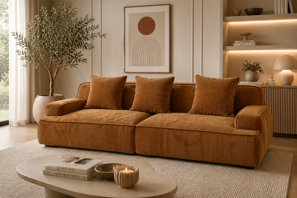 SALON 5PLACES M836 260X104X75 MARRON