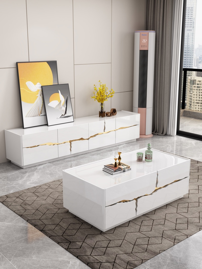 TABLE BASSE  1200CMX600CMX420CM  92641 BLANC DORE