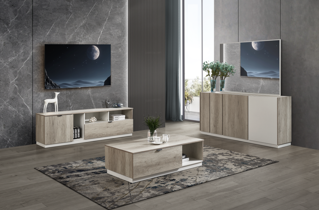 BAHUT DZ38 GRIS BOIS M58/M40 1800X400X850 AVEC MIROIR 1400X1000X20