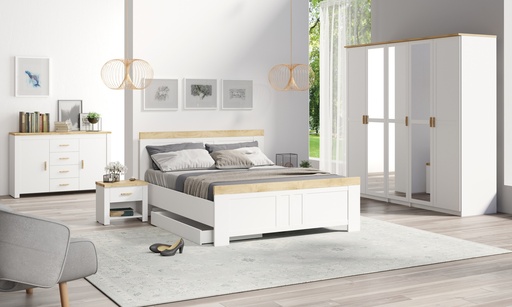 CHAMBRE A COUCHER NICEA BLANC/CHENE