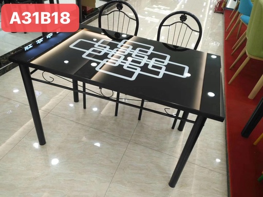 TABLE/4CHAISES FER FORGE /VITRE  120X70  MF003