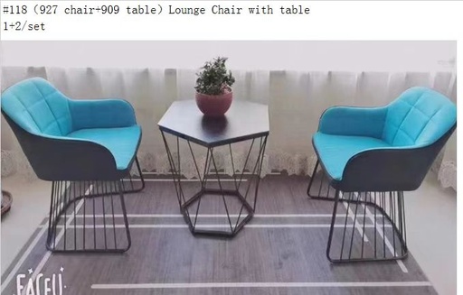 Table 909 avec 2 fauteuil  927  1+2 REF  1174  118