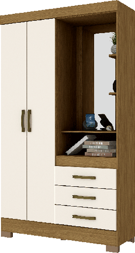 ARMOIRE2P/3T/ BOIS/MIROIR  1095X2000X465 B64-127