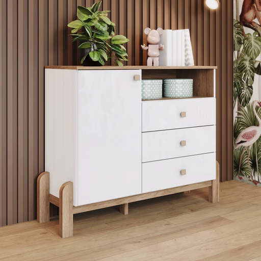 COMMODE DE RANGEMENT 3T  BOIS/BLANC  1100X890X430 I725-190
