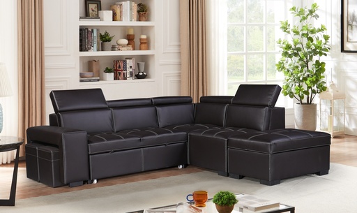 SALON ANGLE CONVERTIBLE AVEC COFFRE/2 POUF  ZY2088  239X144X77   OTTOMAN 92X61X44