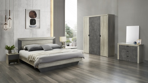 CHAMBRE DZ35B LIT160+1 CHEVET +ARMOIRE 4PORTE 