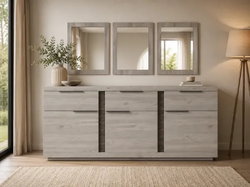 LISA BUFFET 3P+3T/3MIROIR CARRE