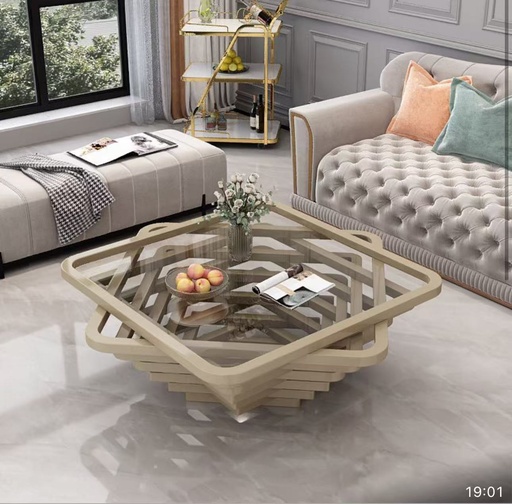 TABLE BASSE BEIGE 1000CMX1000CMX420CM  12009