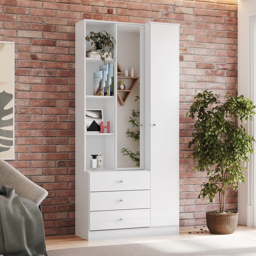 ARMOIRE 1P/MIROIR BLANC 800X1805X460  D332-10 DOHA