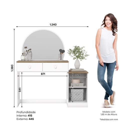 COIFFEUSE BLANCHE  D921-190 1410X1380X460 AGNES