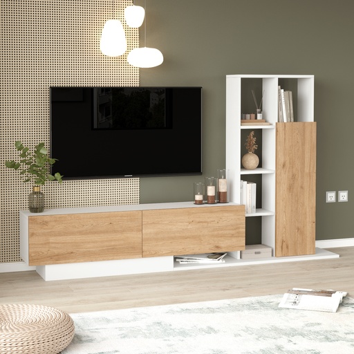 TABLE TV AVEC COLONNE BE1-SW CHENE BLANC