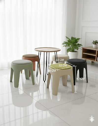 TABOURET PLASTIQUE C002 ROND NOIR/MARRON /VERT/JAUNE/GRIS 