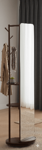 MIROIR SUR PIED A360° AVEC PORTE MANTEAU