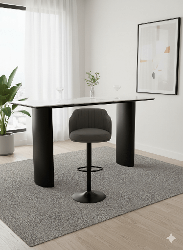 CHAISE DE BAR MODERNE REGLABLE ET PIVOTANTE GRISE