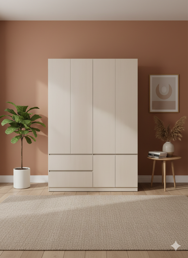 ARMOIRE  BOIS 6P/2T  1600X2400X600  C24-4  MDF/METAL GRIS CLAIR