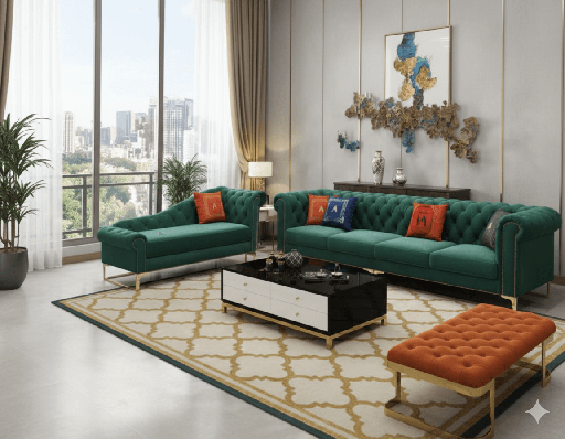 SALON LUXE 3(vert)+4(vert)+REPOSE PIED (orange)180X860X850 8022B