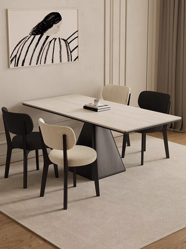 TABLE A MANGER  BOIS RECTANGLE T27 BLANC/PIED NOIR 1800X900X750  