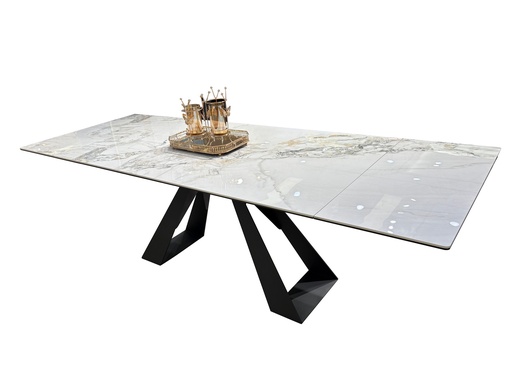 TABLE AVEC RALLONGES CERAMIQUE T366  1600(400x2)x900X750 BLANCHE