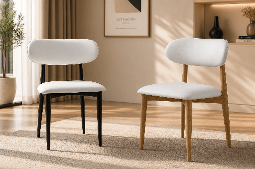 CHAISE DESIGN SCANDINAVE 460X450X750 HX9011 PIED FER BLANC NOIR