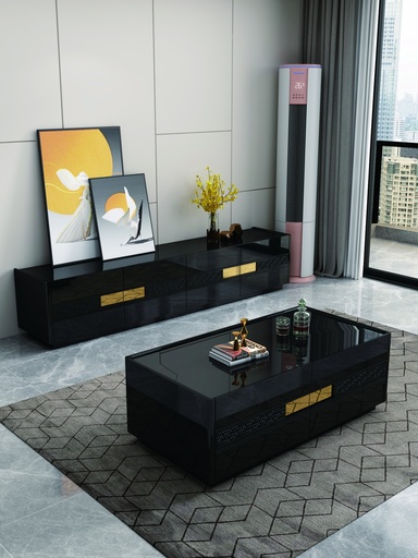 TABLE BASSE  1200CMX600CMX420CM  92498 NOIR DORE 