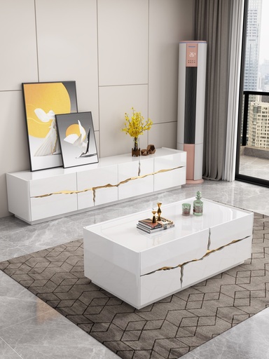 TABLE BASSE  1200CMX600CMX420CM  92641 BLANC DORE