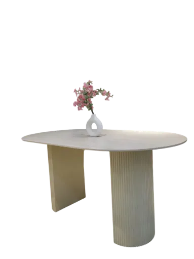 TABLE A MANGER OVALE EN PIERRE FRITTEE 1600X900X750 CT251